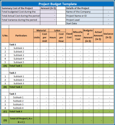 Project Budget Template Excel Example