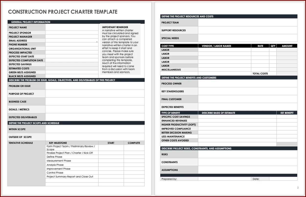 Project Chart Template Example