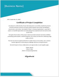 Project Completion Certificate From Client Sample