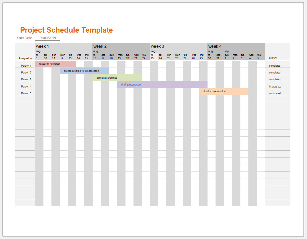 Free Printable Project Schedule Template