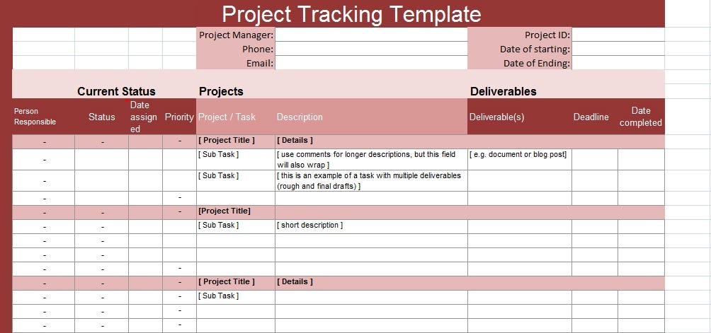 Project Tracking Template Sample Project Tracking Template Sample