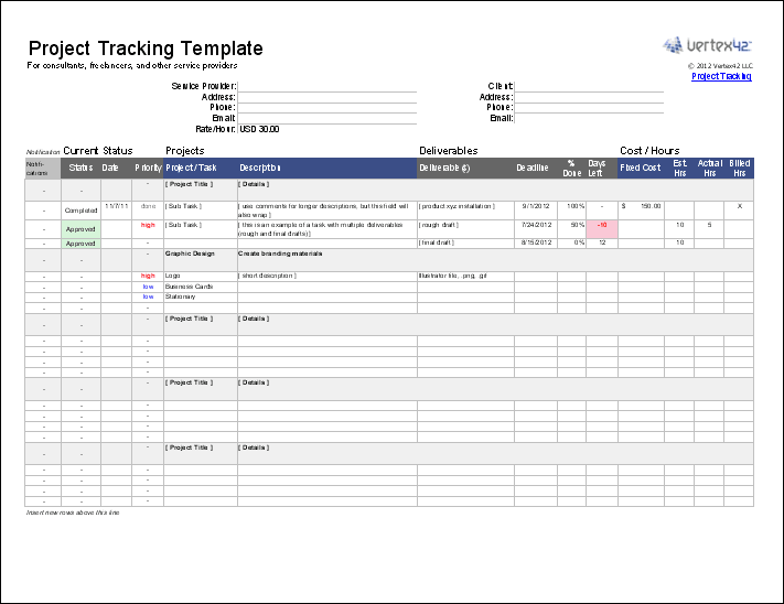 Project Tracking Template Project Tracking Template