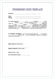 Promissory Agreement Template Example