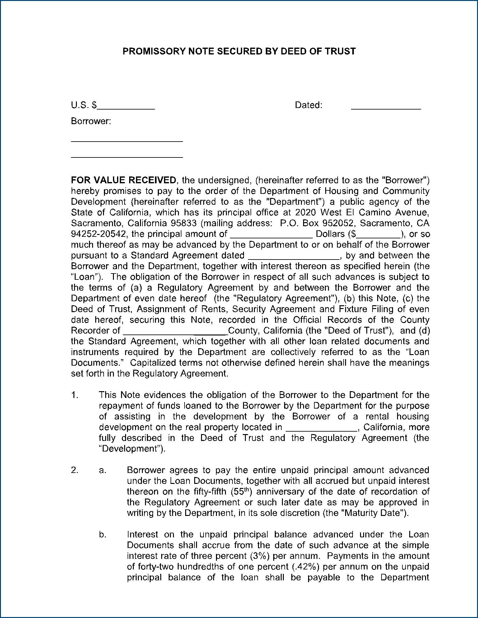 Promissory Agreement Template