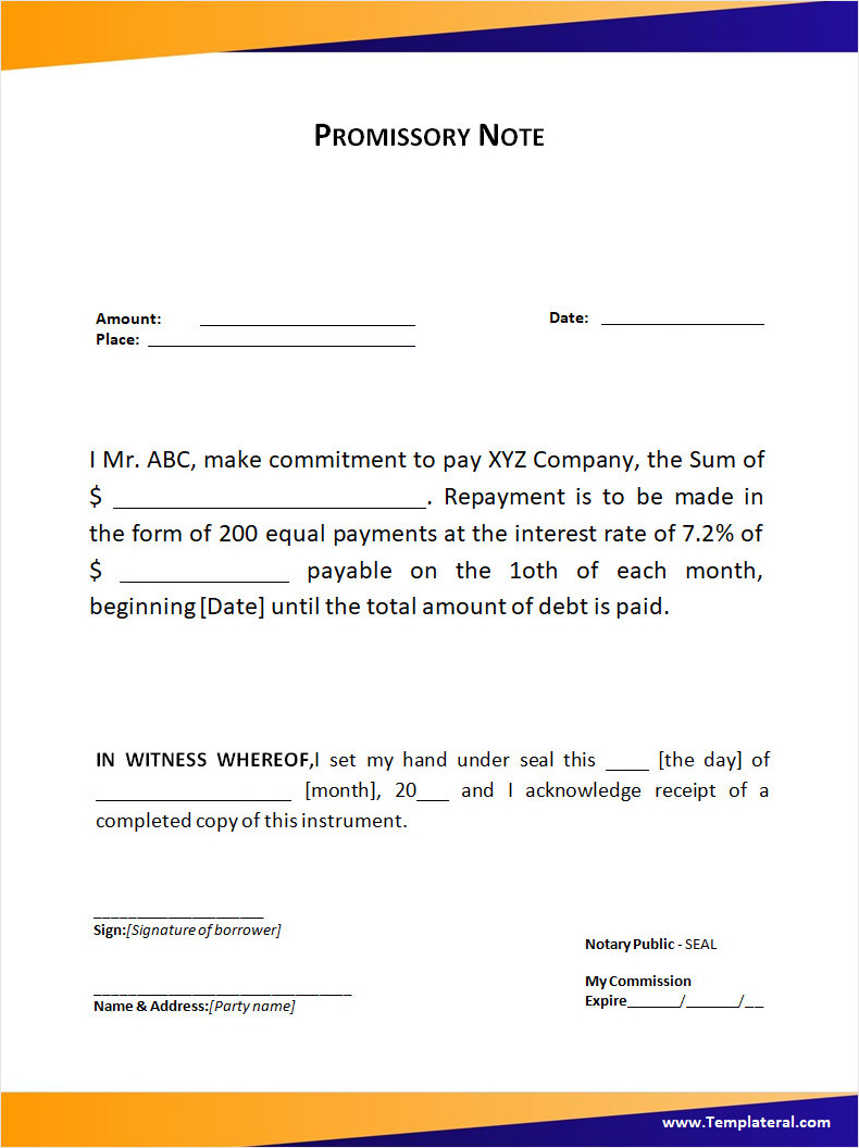Promissory Note Template Promissory Note Template Word