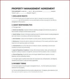 Property Management Agreement Template Example