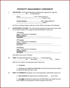 Property Management Agreement Template Sample