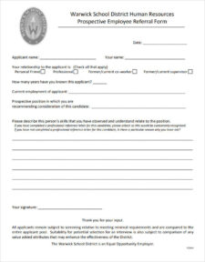 Prospective Employee Referral Form