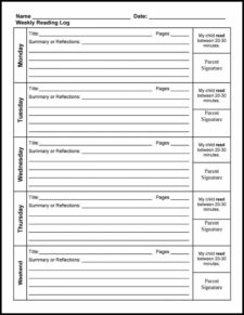 Reading Log Template