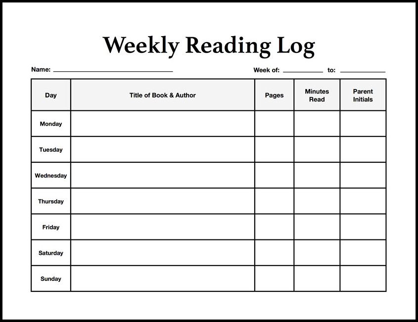 Reading Log Template Sample Reading Log Template Sample