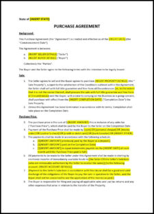 Real Estate Purchase Agreement Template Example