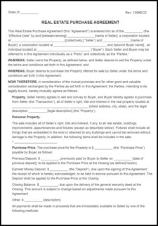 Real Estate Purchase Agreement Template Sample