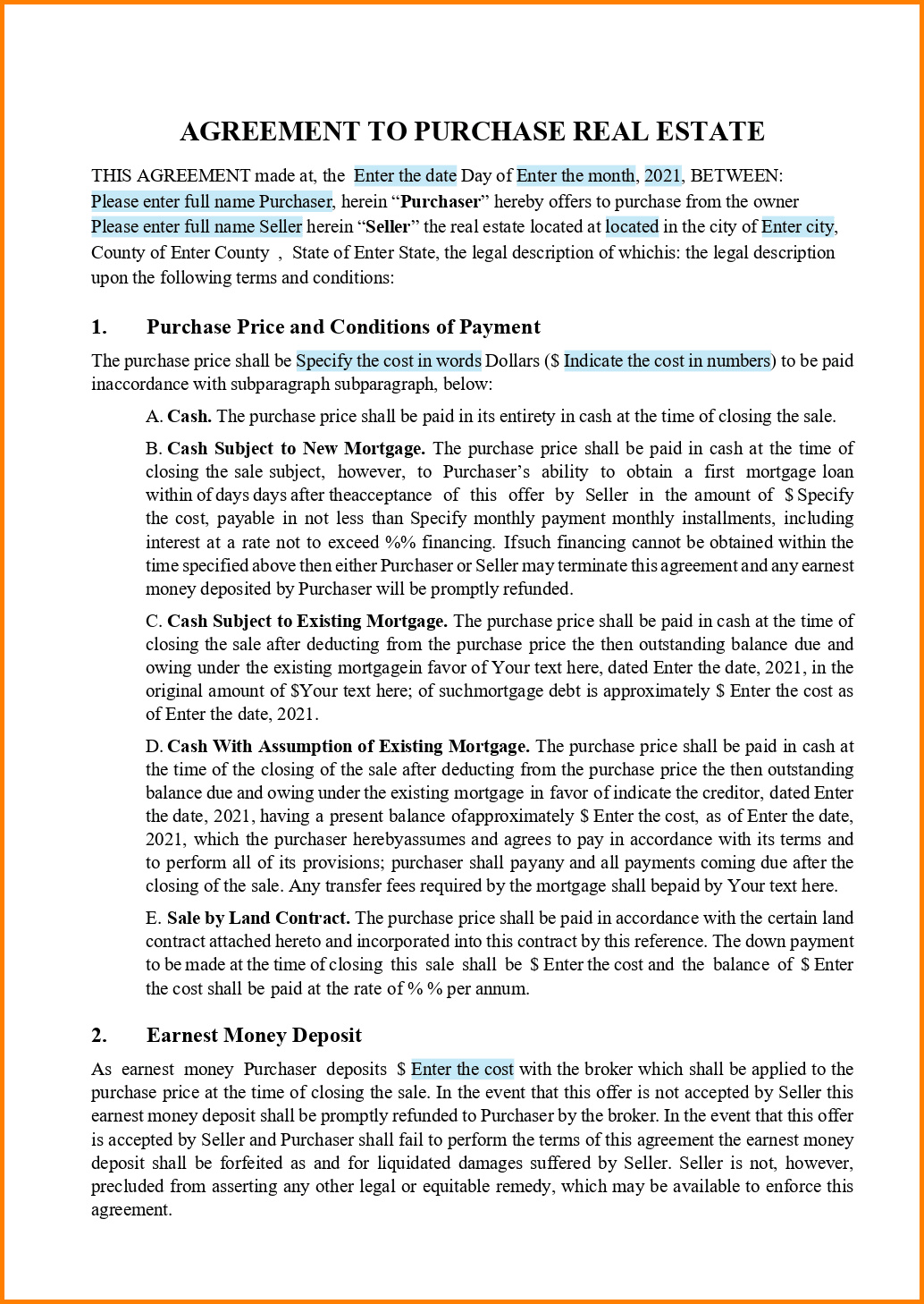 Real Estate Sale Agreement Template Real Estate Sale Agreement Template