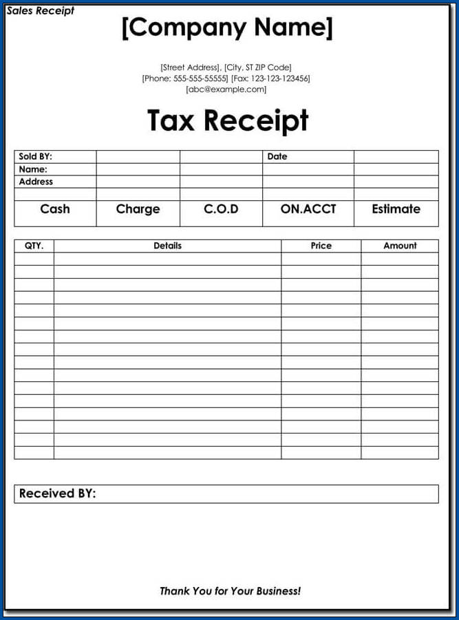 Receipt For Cash Payment Template Example