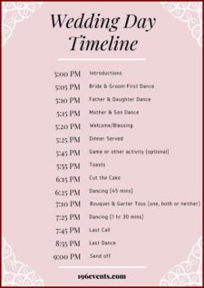 Reception Schedule Template