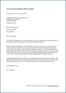 Recommendation Letter For Job Example