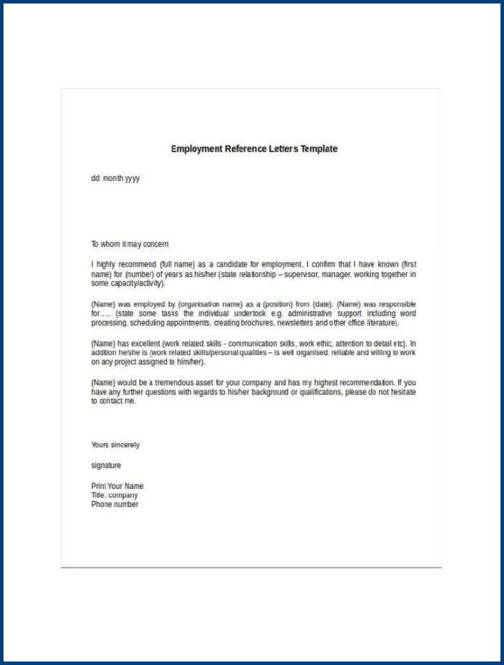 Reference Letter Template for an Employee Example Reference Letter Template for an Employee Example
