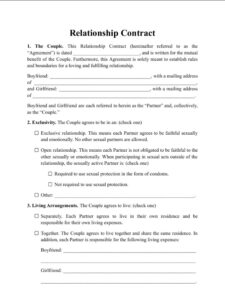 Relationship Agreement Template Example