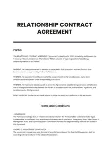 Relationship Agreement Template Sample