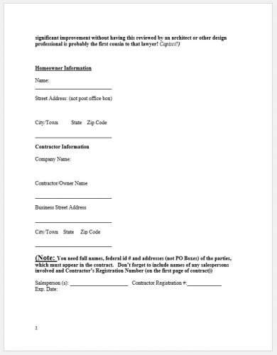 √ Free Editable Remodeling Contract Template For a House