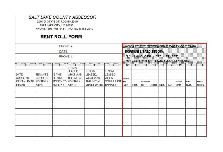 Basic Rent Roll Template √ Printable Rent Roll Template (Word)
