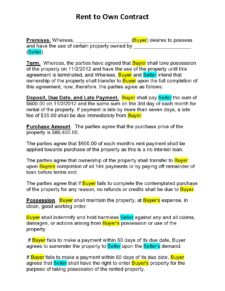 Rent to own Agreement Template