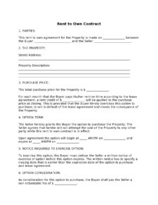 Rent to own Agreement Template Example