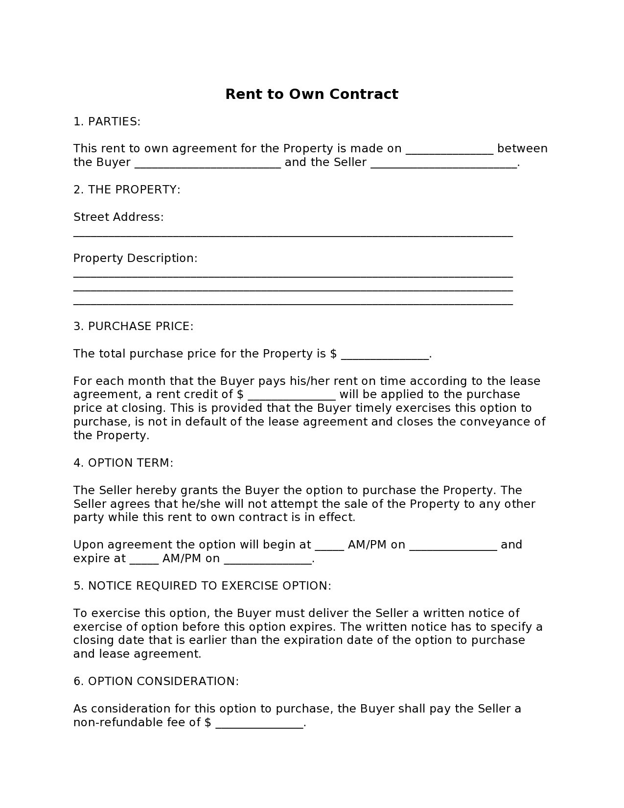 Rent to own Agreement Template Example Rent to own Agreement Template Example