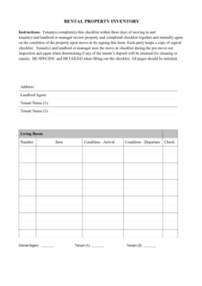 Rental Building Inventory Worksheet Template Sample