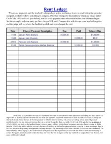 Rental Ledger Template