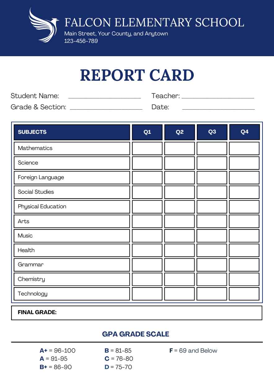 Report Card Template Report Card Template