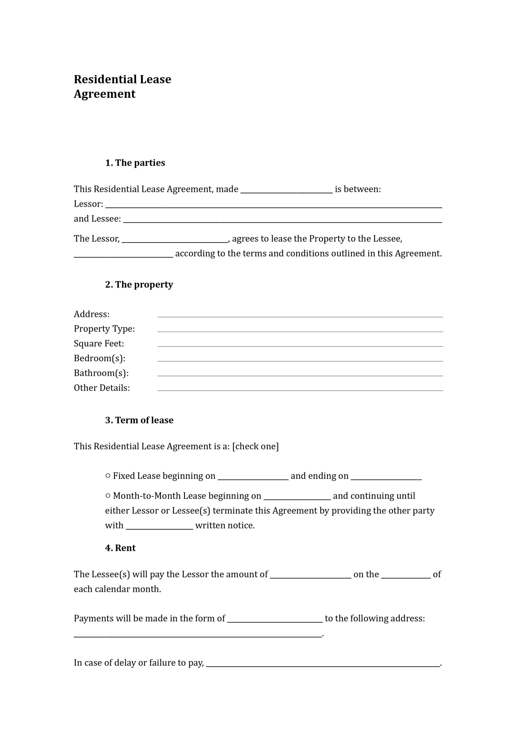 Residential Lease Agreement Template Residential Lease Agreement Template