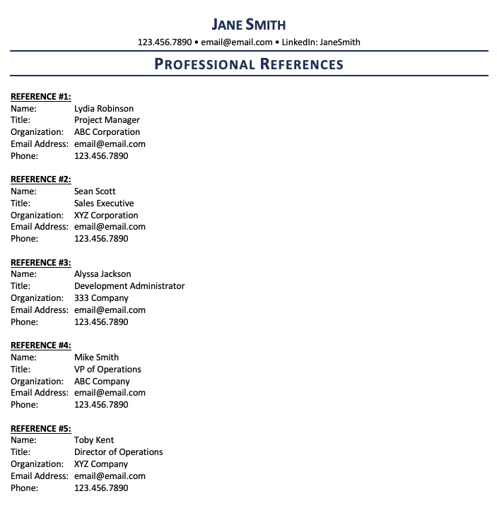 Resume References Template Resume References Template