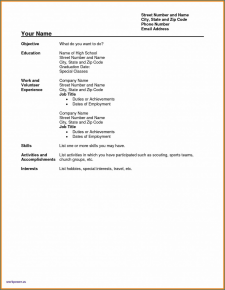 Resume Template For High School Student Sample