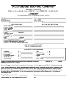Roofing Contract Agreement Template