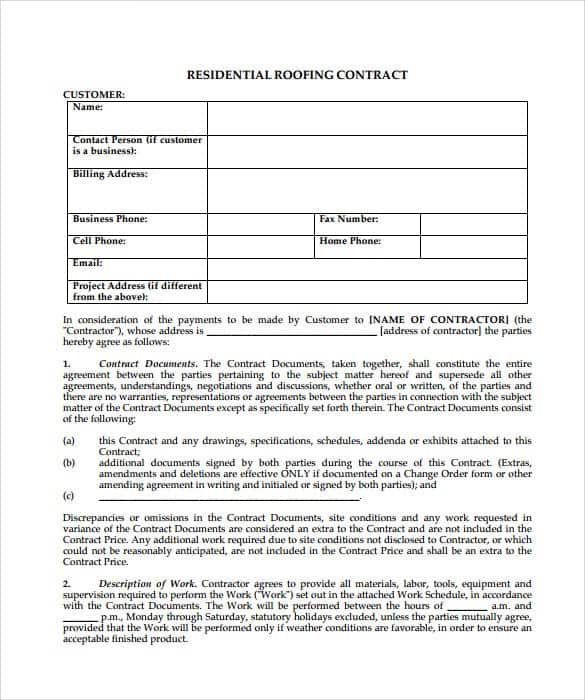 Roofing Contract Template 487