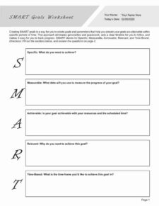 SMART Goals Worksheet Template