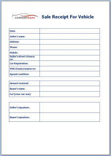 √ Free Printable Sale Receipt For Vehicle
