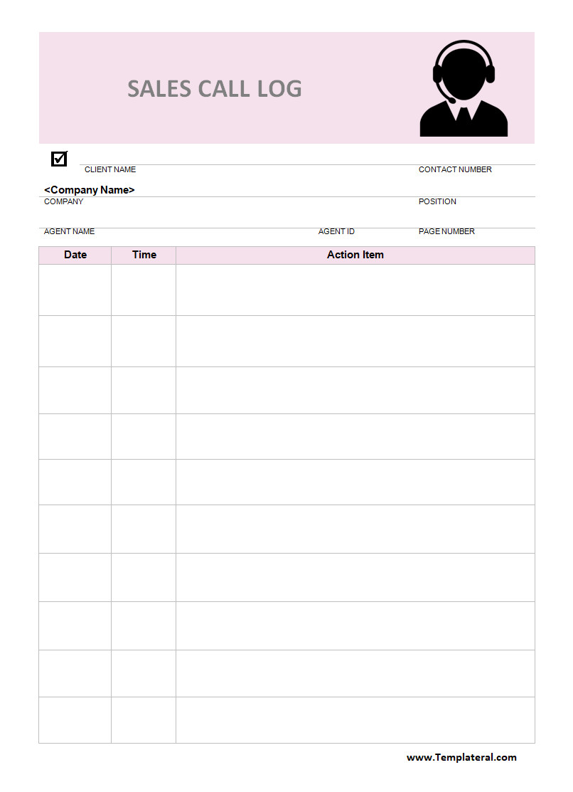 Simple Sales Call Log Template Word