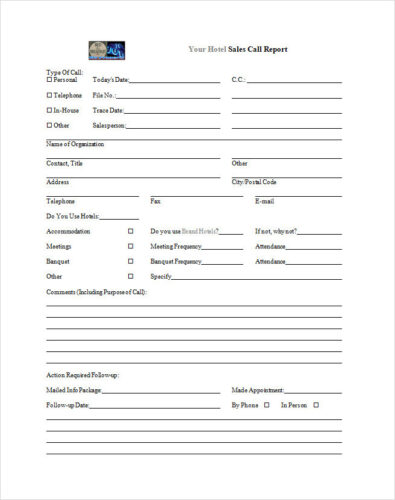 √ Printable Sales Call Report Template
