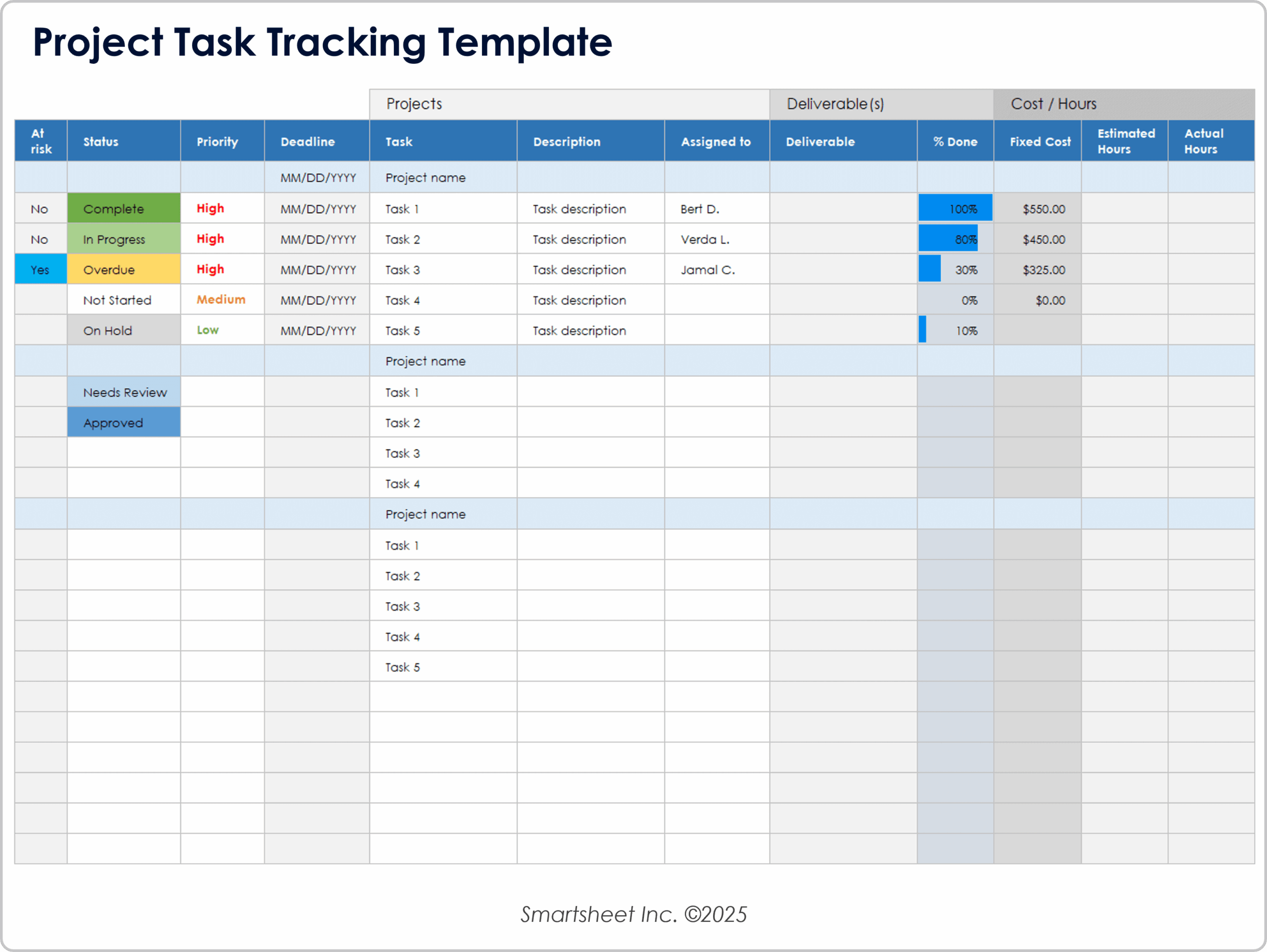 Sample Project Tracking Template Sample Project Tracking Template