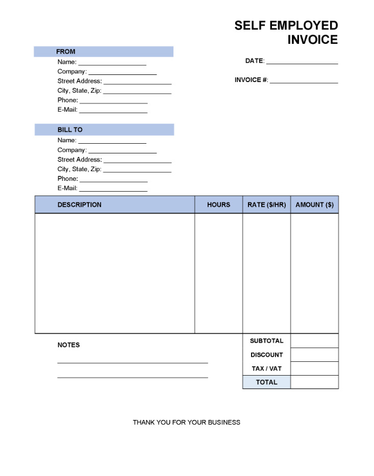 Sample Self employed Invoice Template Sample Self employed Invoice Template
