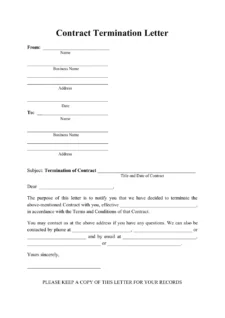 Sample Service Contract Termination Letter Template