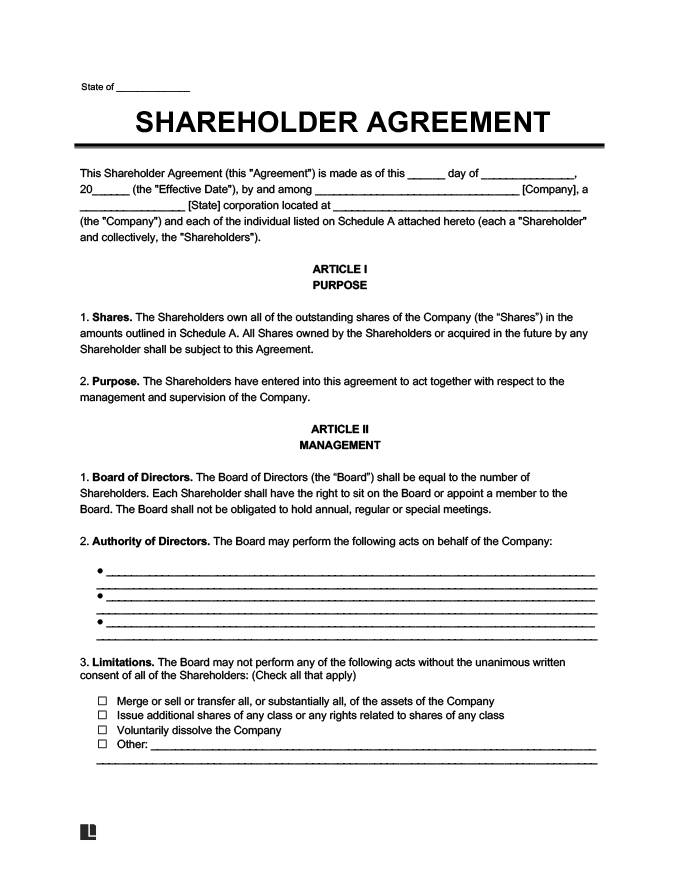 Sample Shareholders Agreement Template Sample Shareholders Agreement Template