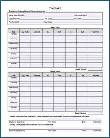 Sample of 2 Week Timesheet Template