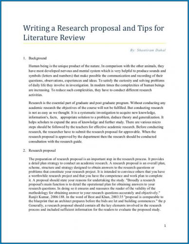 research proposal literature review example apa