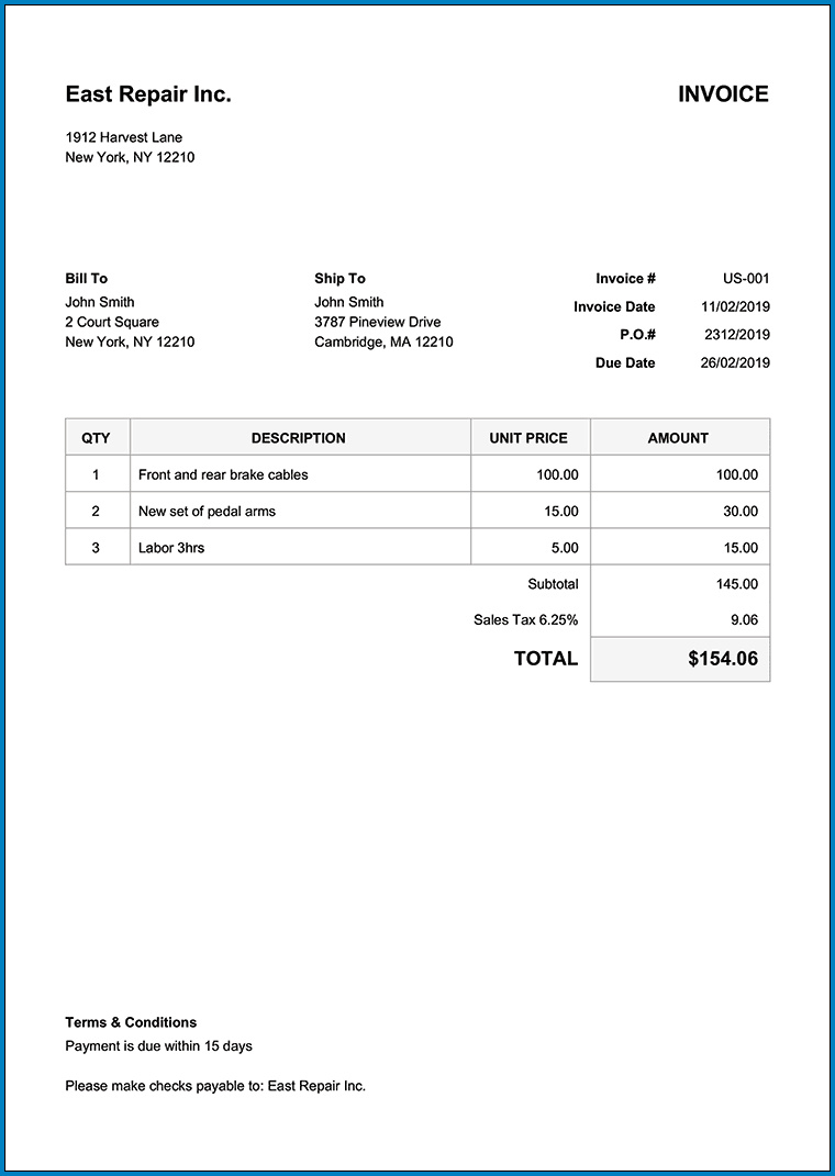 Sample of Basic Invoice Template