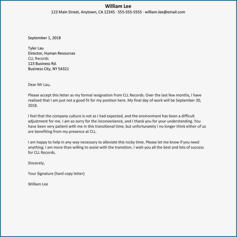 √ Free to Download Best Resignation Letter Template