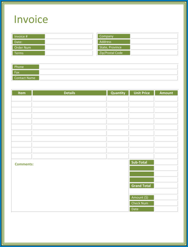 free printable blank invoice template templateral