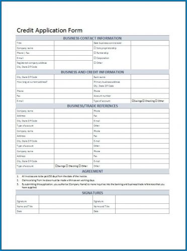 √ Free Printable Business Credit Application Form
